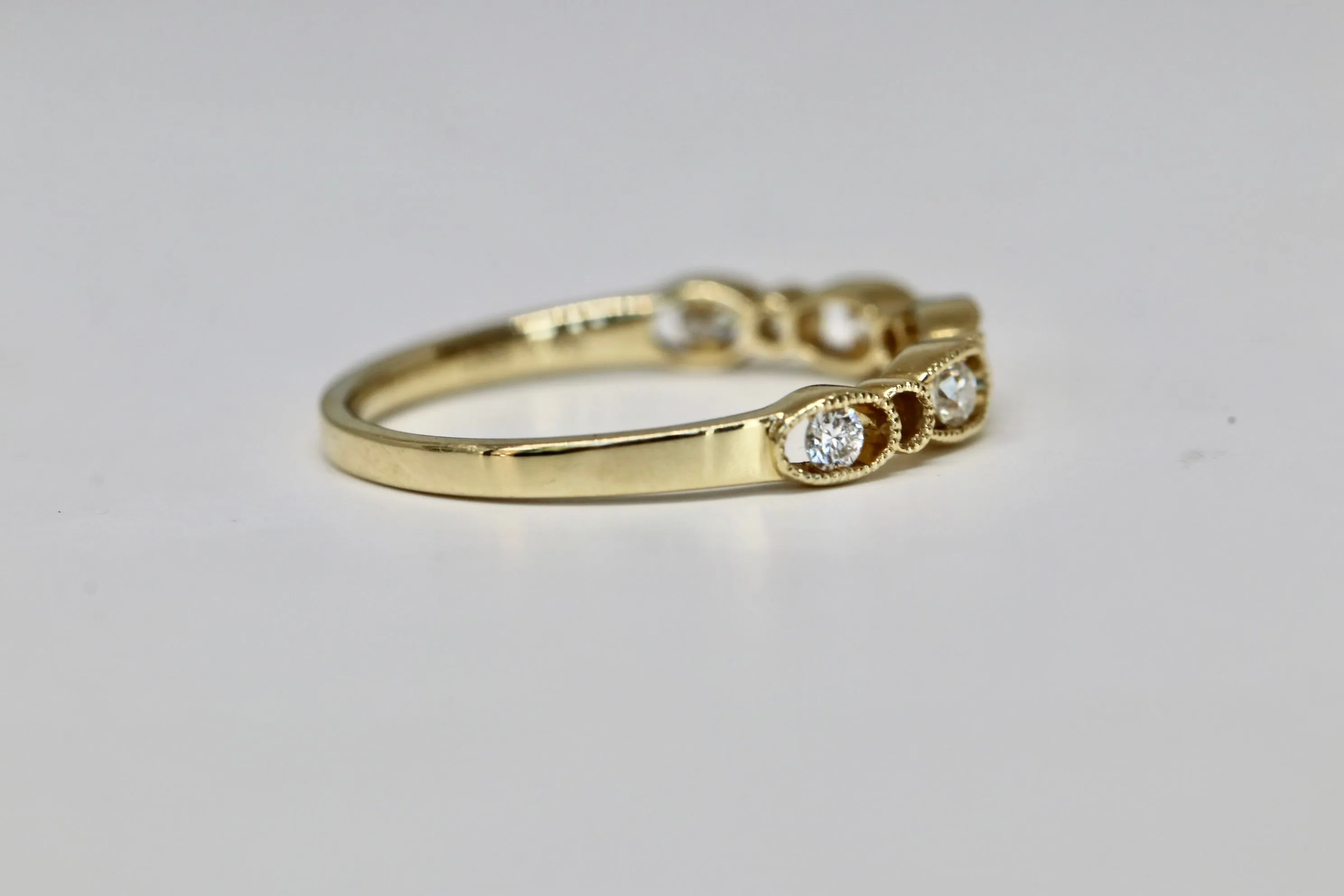 14kt Yellow Gold 5 Stone Diamond Decorative Stackable Ring