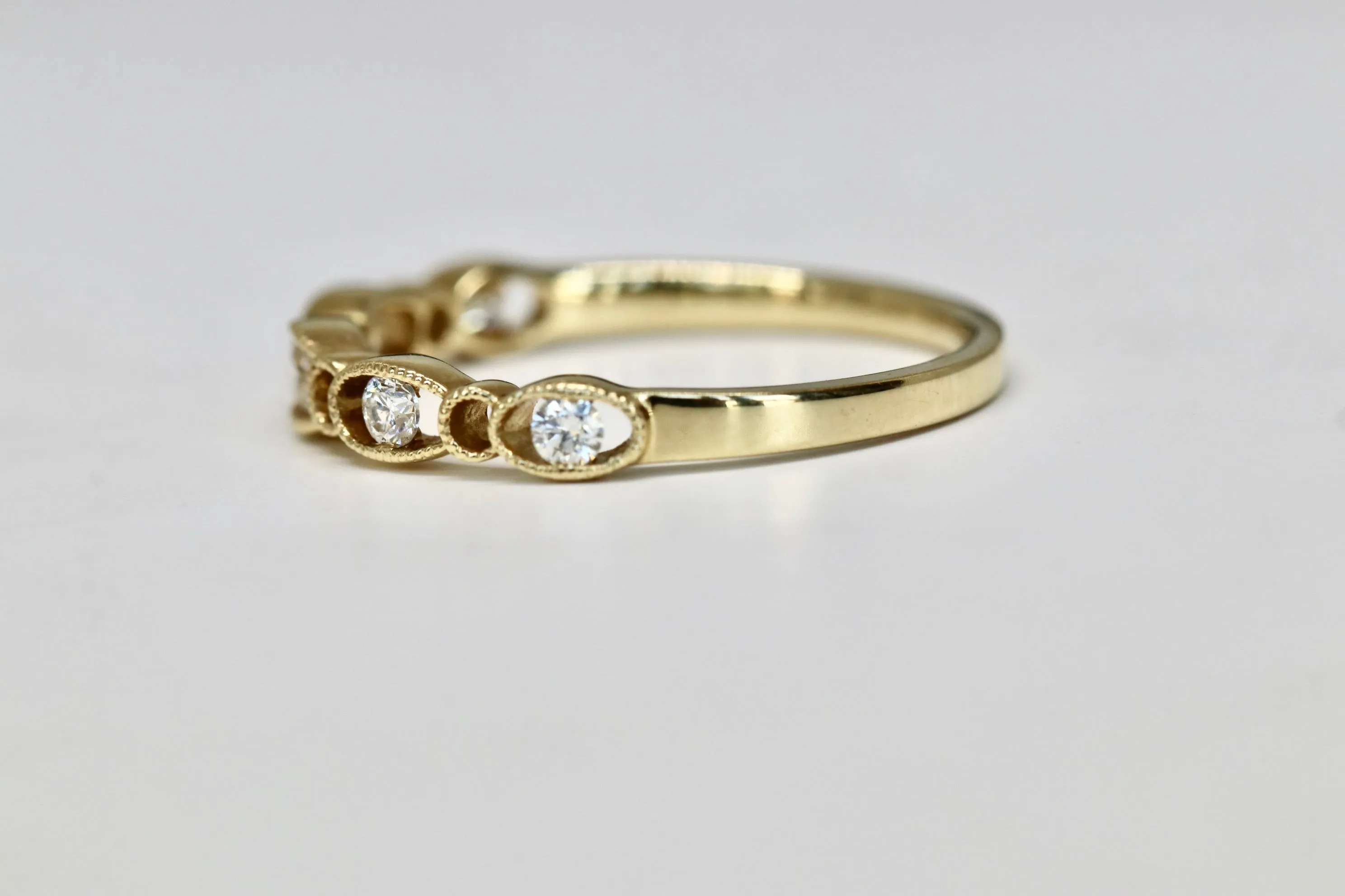 14kt Yellow Gold 5 Stone Diamond Decorative Stackable Ring