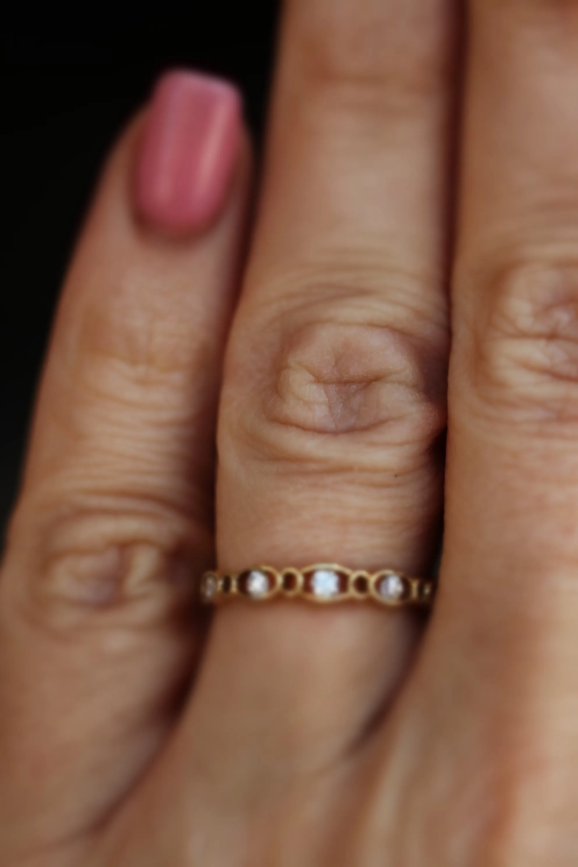 14kt Yellow Gold 5 Stone Diamond Decorative Stackable Ring