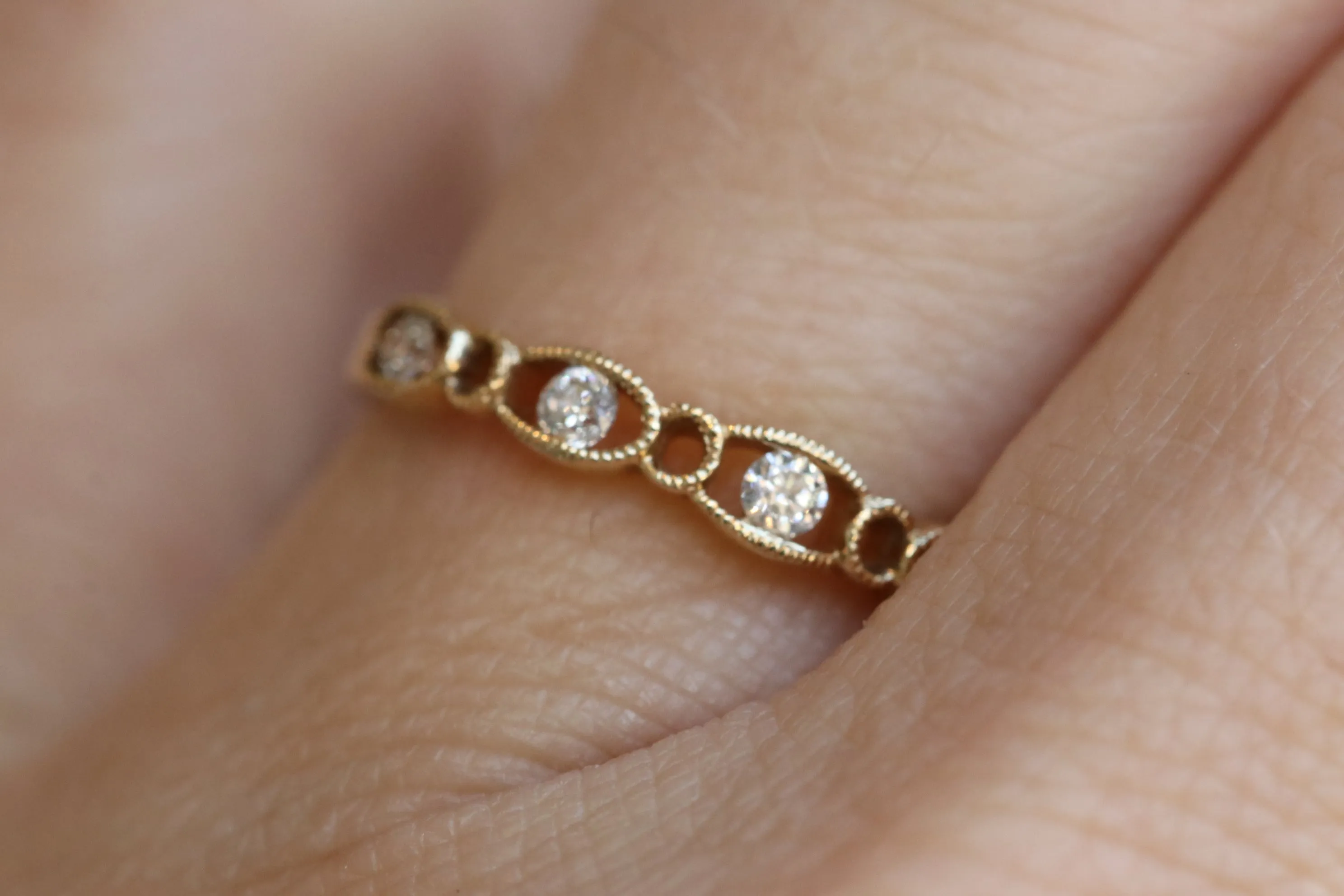 14kt Yellow Gold 5 Stone Diamond Decorative Stackable Ring