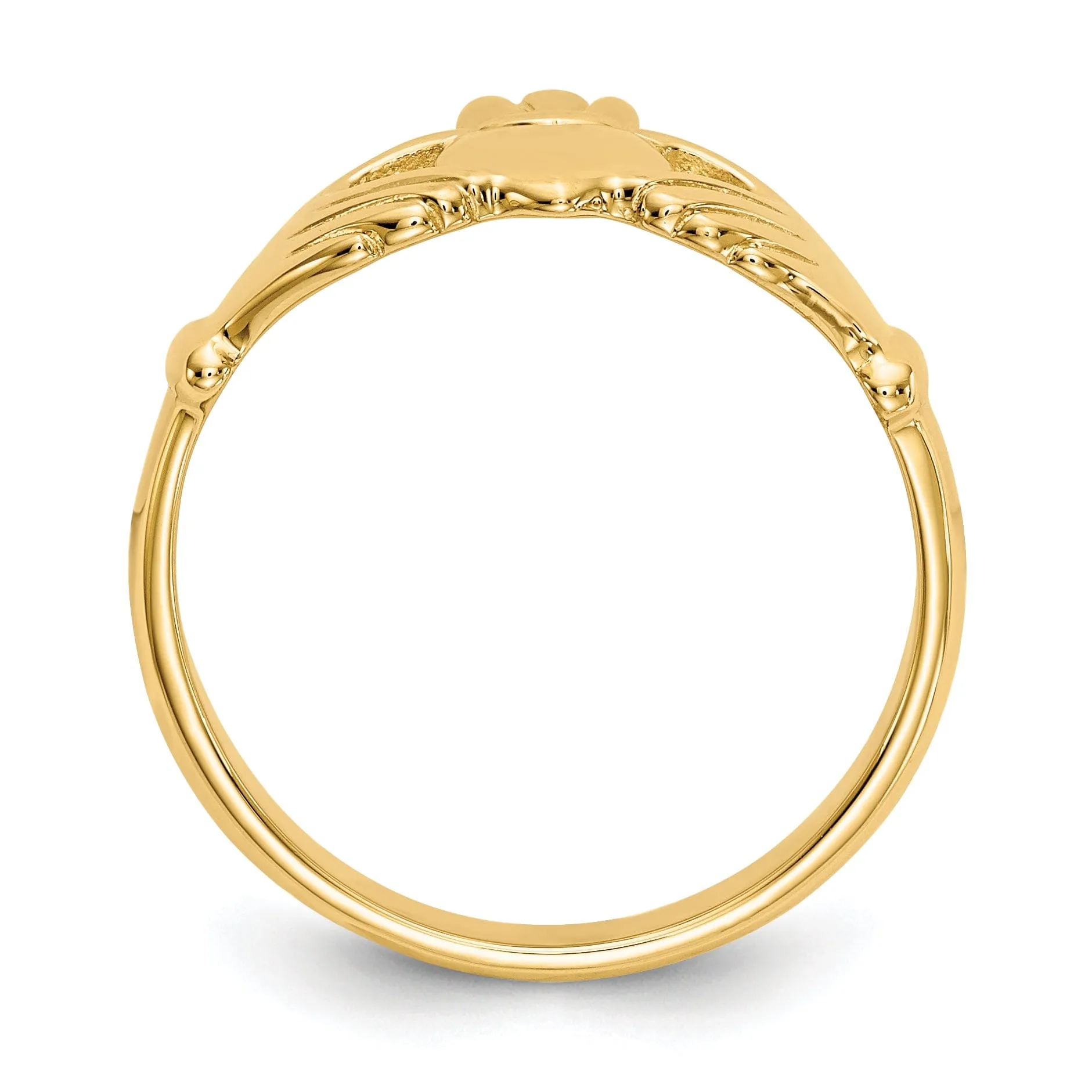 14kt yellow gold polished claddagh ring