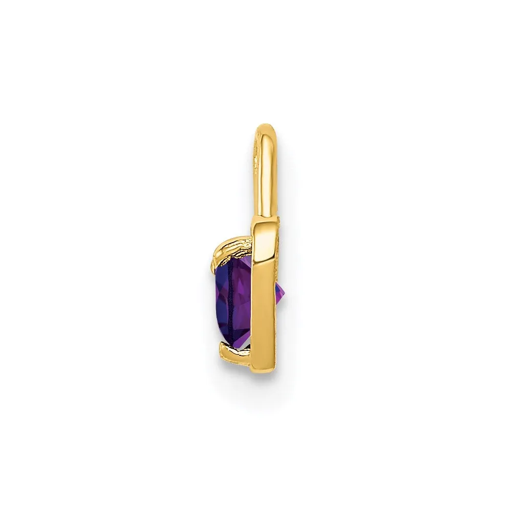 14ky February Synthetic Birthstone Heart Charm