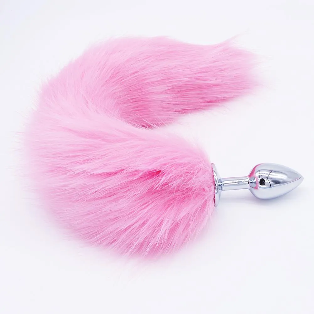 14" Fluffy Tail Metal Plug 3 Colors