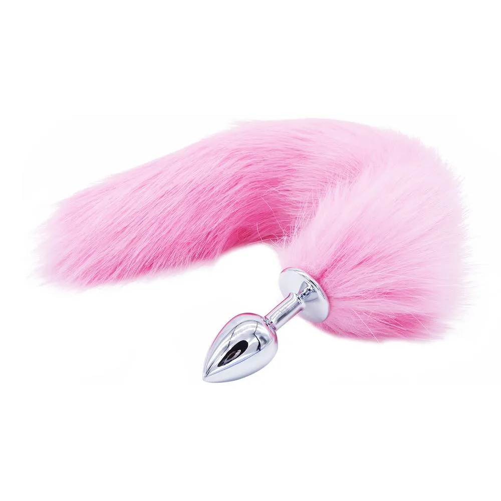 14" Fluffy Tail Metal Plug 3 Colors