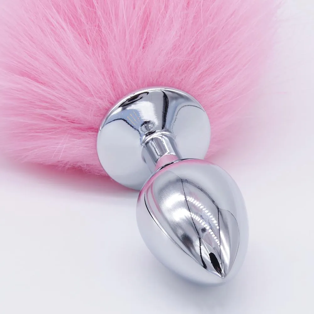 14" Fluffy Tail Metal Plug 3 Colors