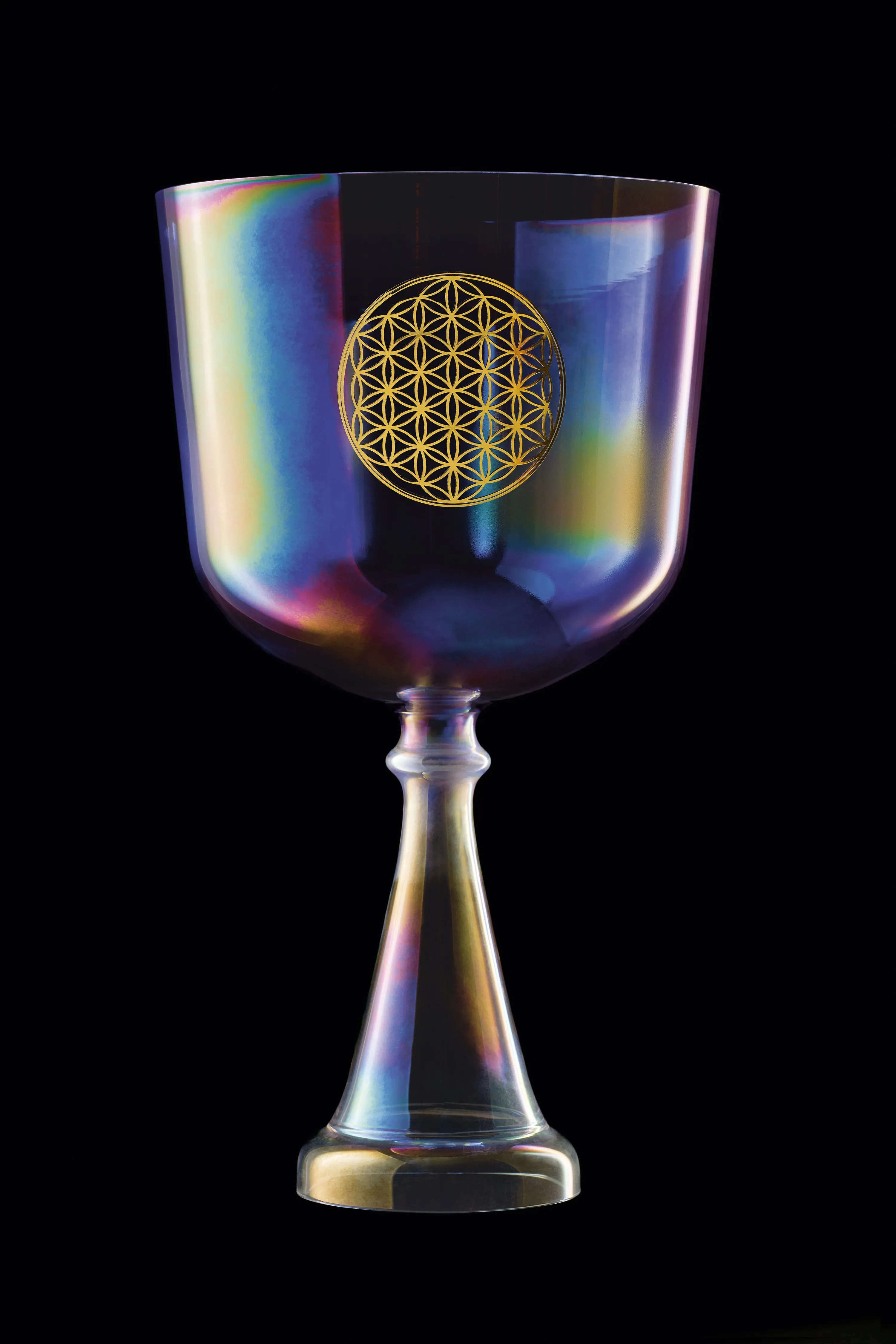 174.61 Hz Flower Of Life Crystal Singing Chalice 8" Note F3 - Heart Chakra