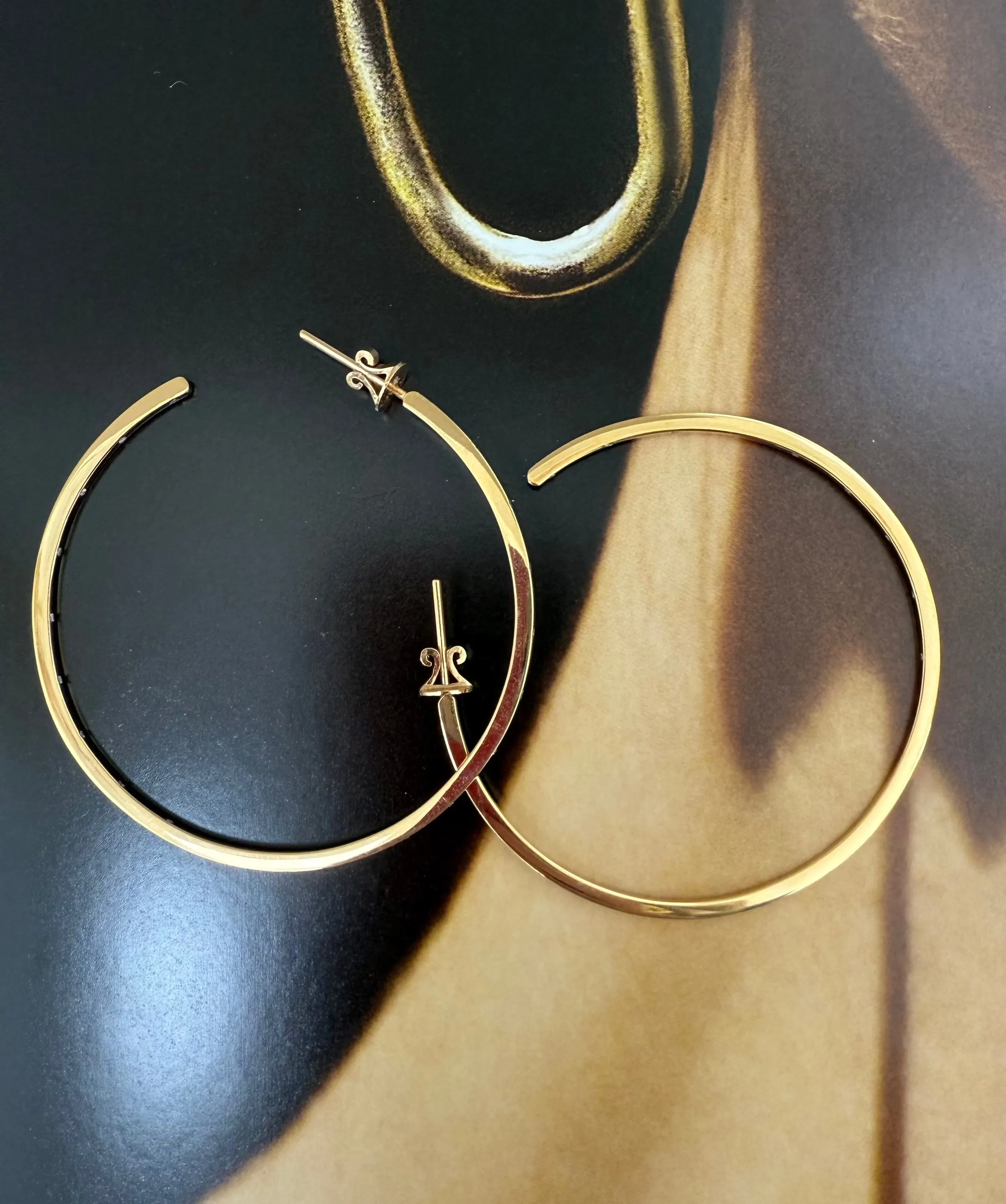 18k Diamond Flush Set Hoops