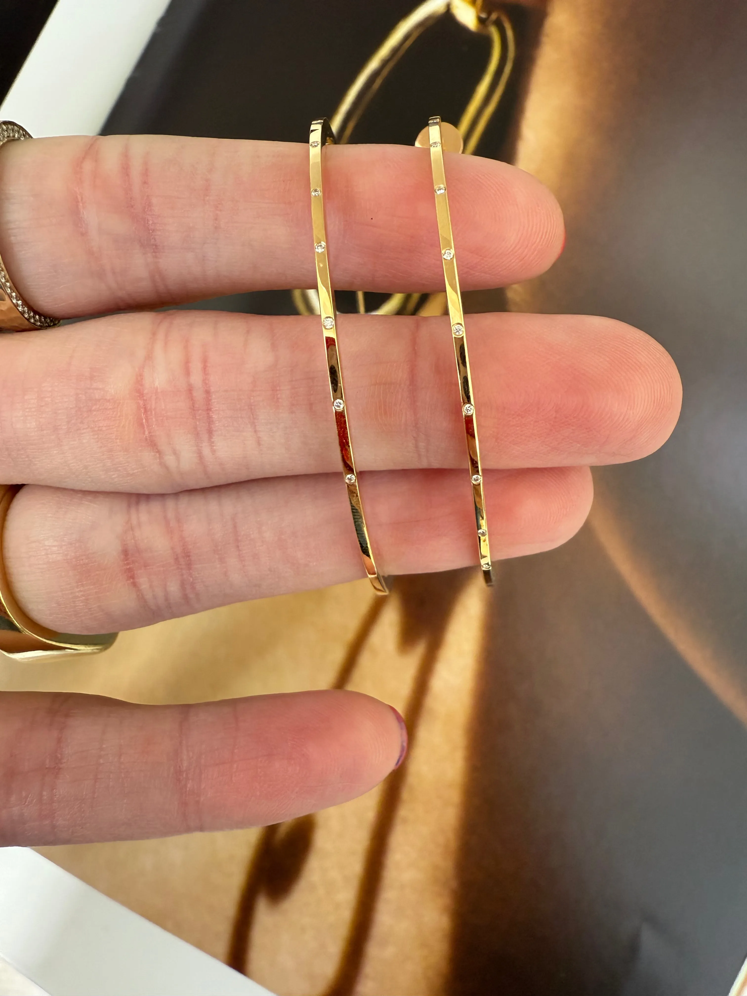 18k Diamond Flush Set Hoops