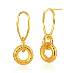 18K Gold-Plated Pear-Shaped & Round Dangle Earrings