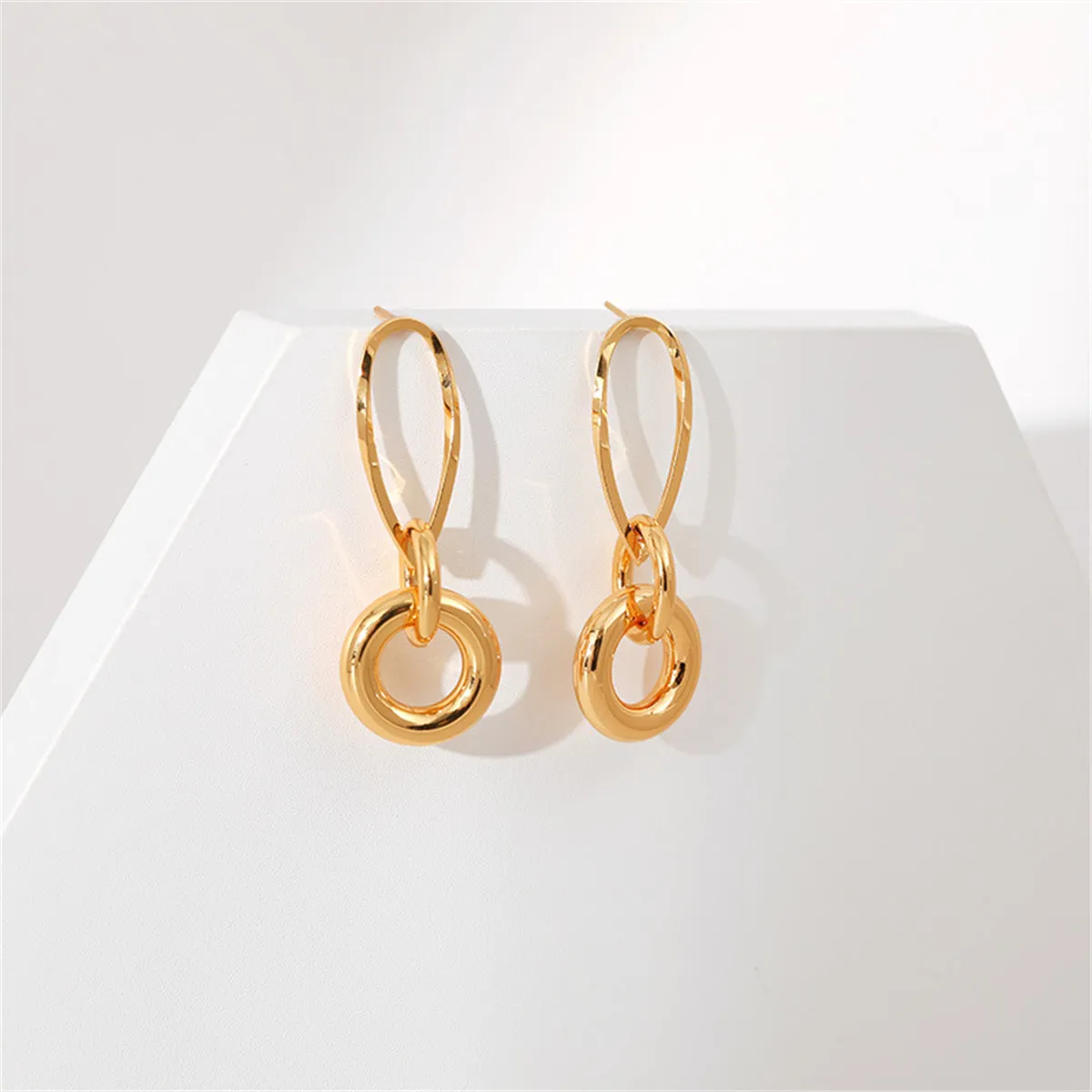 18K Gold-Plated Pear-Shaped & Round Dangle Earrings