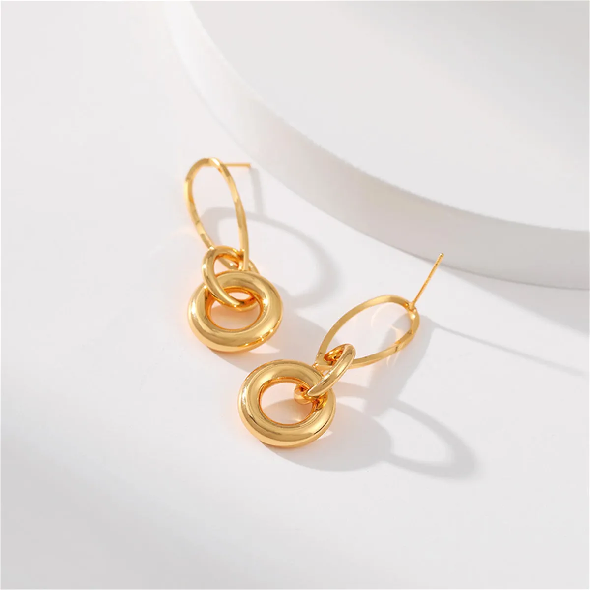 18K Gold-Plated Pear-Shaped & Round Dangle Earrings