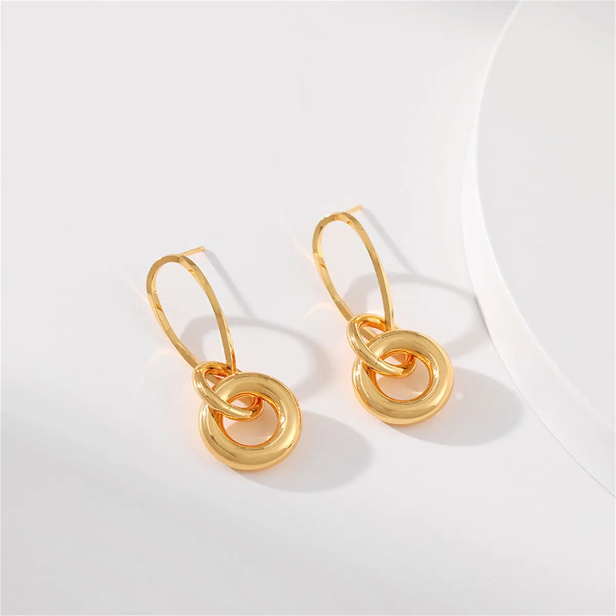 18K Gold-Plated Pear-Shaped & Round Dangle Earrings