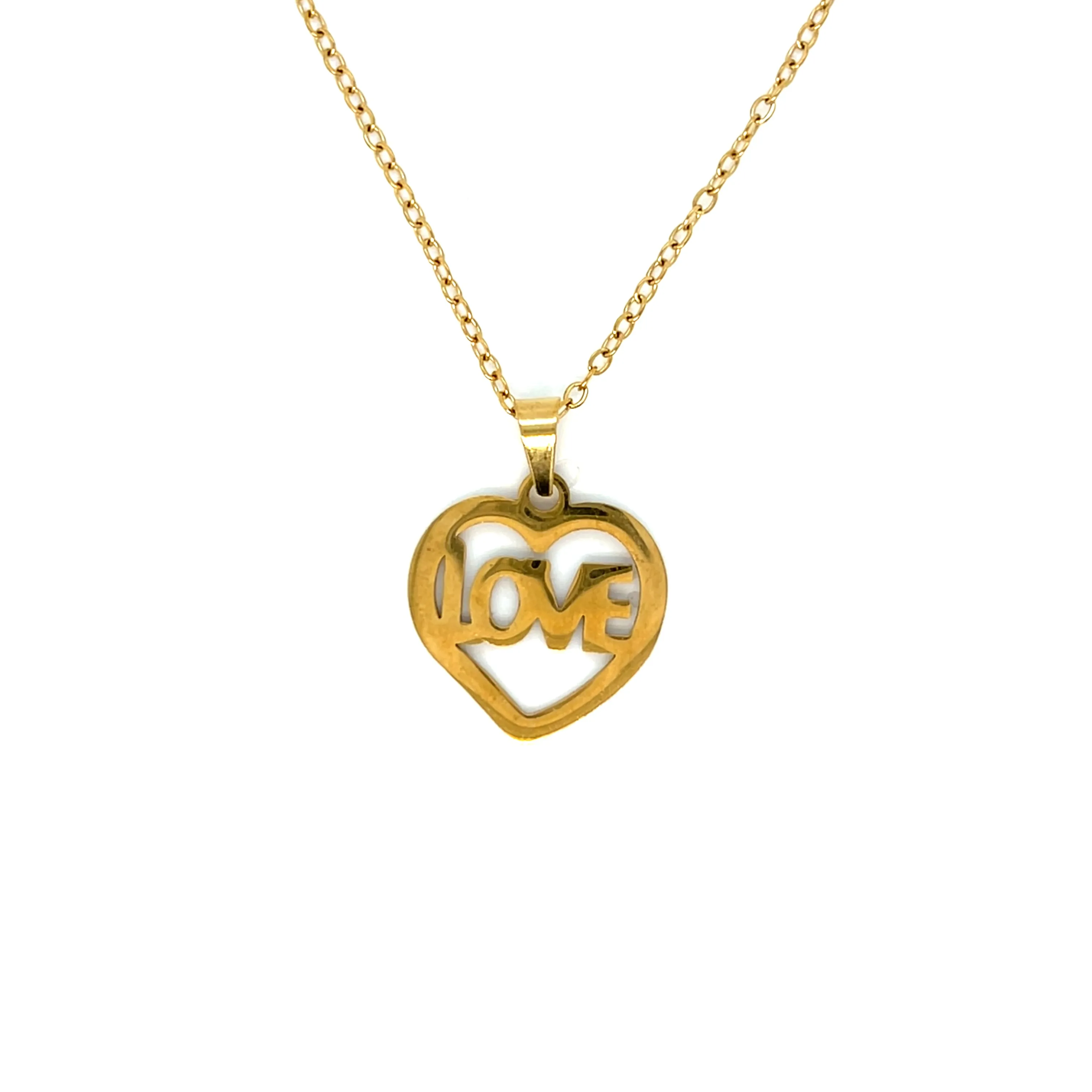 18k Gold Plated "Love Heart" Stainless Steel Necklace & Earrings Set
