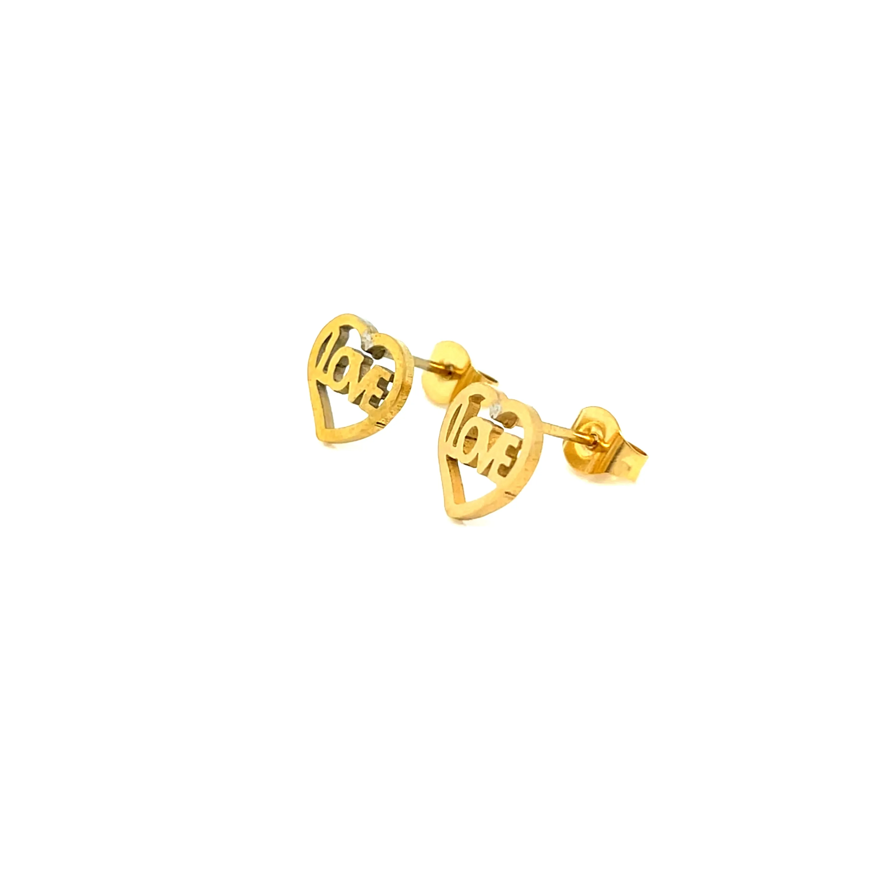 18k Gold Plated "Love Heart" Stainless Steel Necklace & Earrings Set