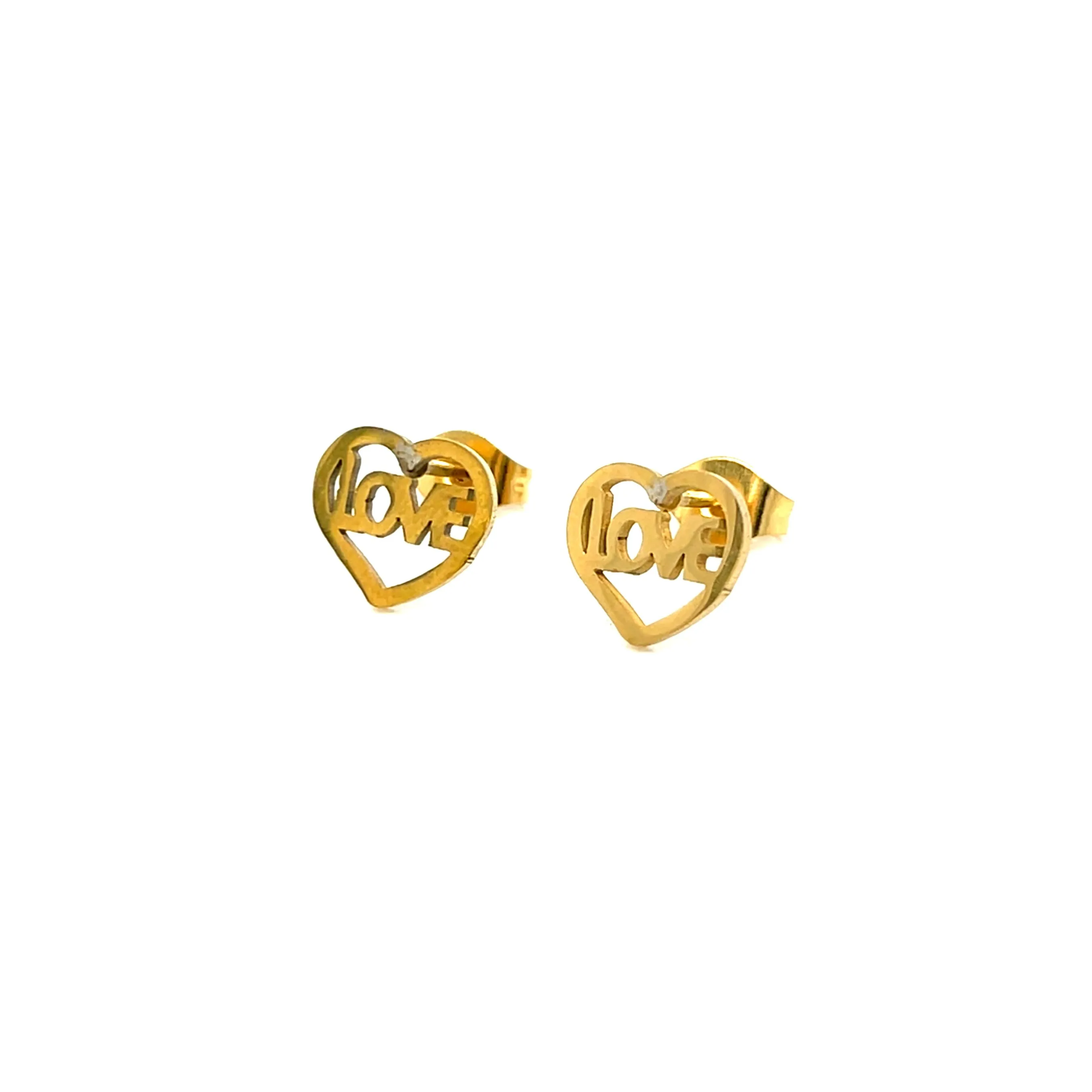 18k Gold Plated "Love Heart" Stainless Steel Necklace & Earrings Set