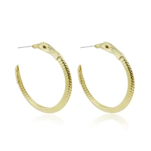 18K Gold-Plated Stylized Snake Hoop Earrings