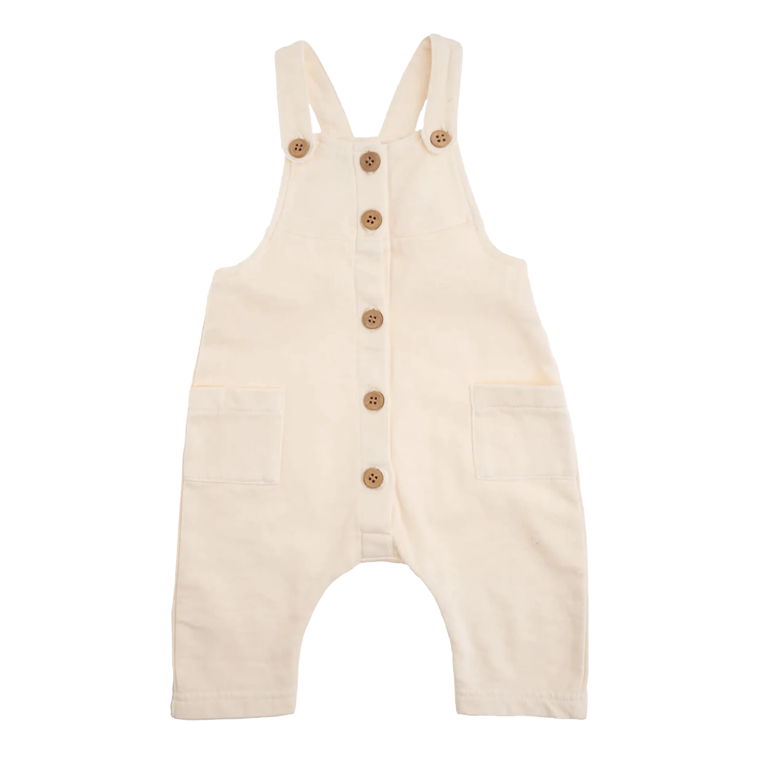 [18m] Tocoto Vintage Pocket Baby Dungarees in Ecru