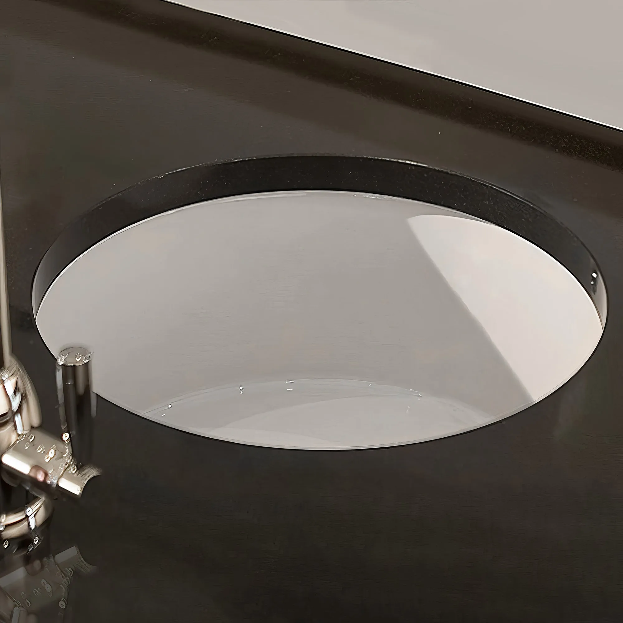 18" Circular Undermount/ Drop-In Fireclay Kitchen Sink with Rear Center Drain Location