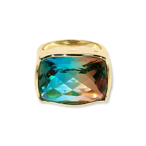 19.00 Cts Aqua-Tera Quartz Solitaire Ring in Brass