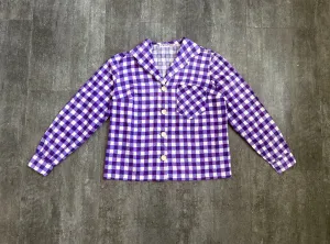 1940s 1950s gingham shirt . vintage cotton top . size m