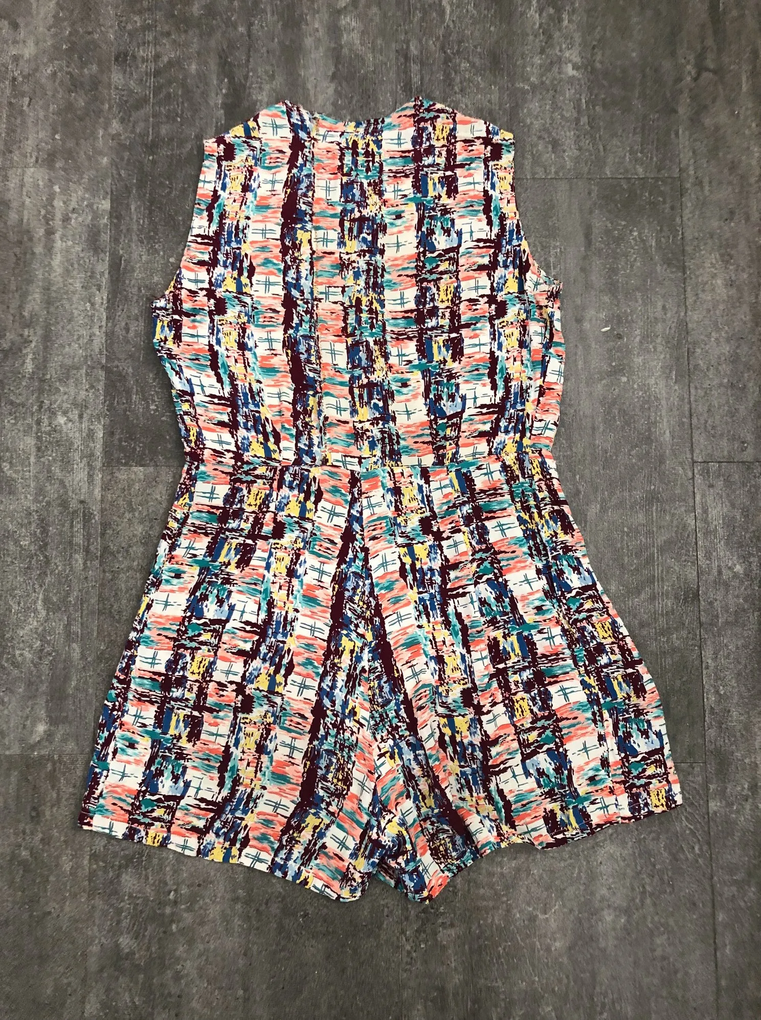 1940s rayon playsuit . vintage 40s romper . size s to m