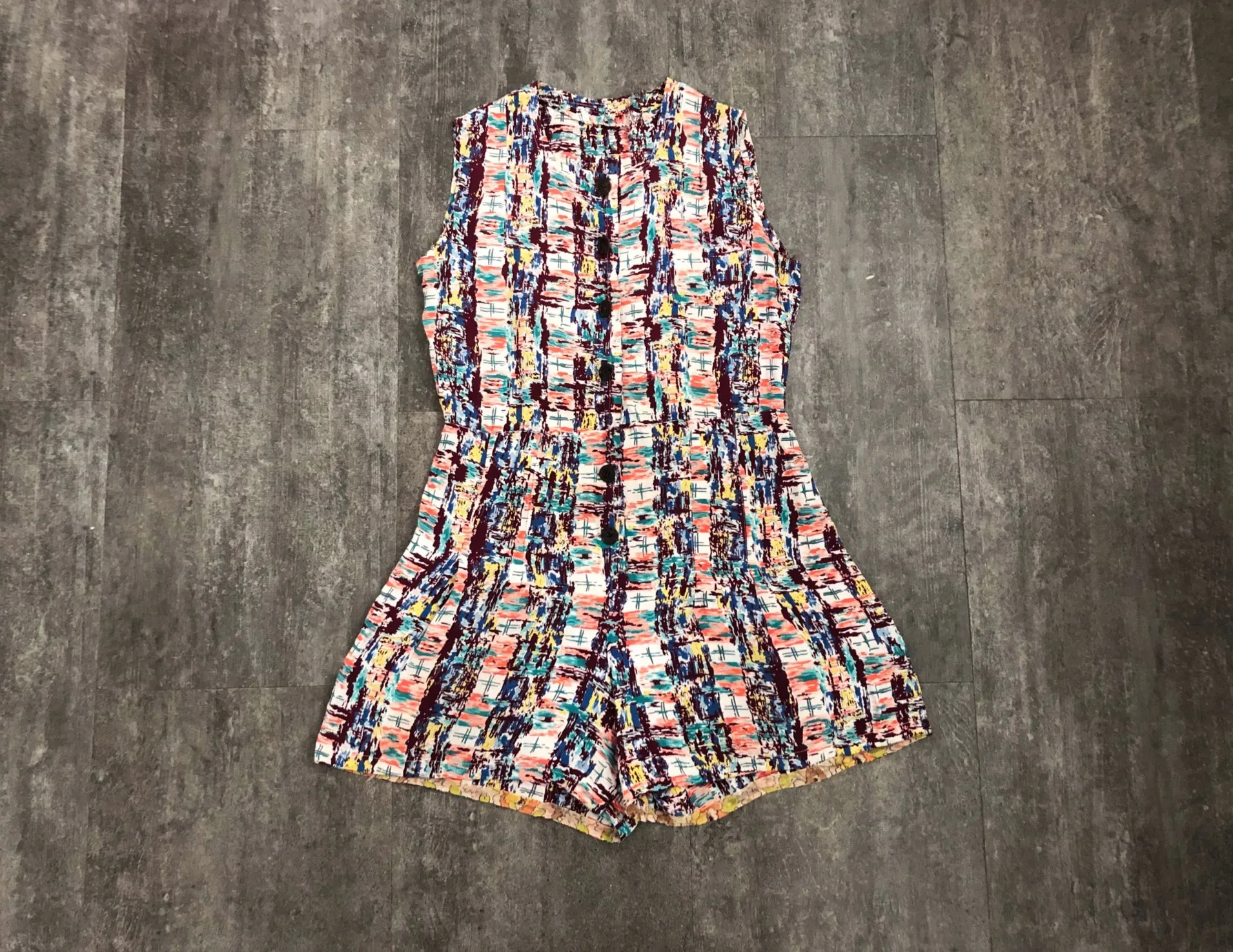 1940s rayon playsuit . vintage 40s romper . size s to m