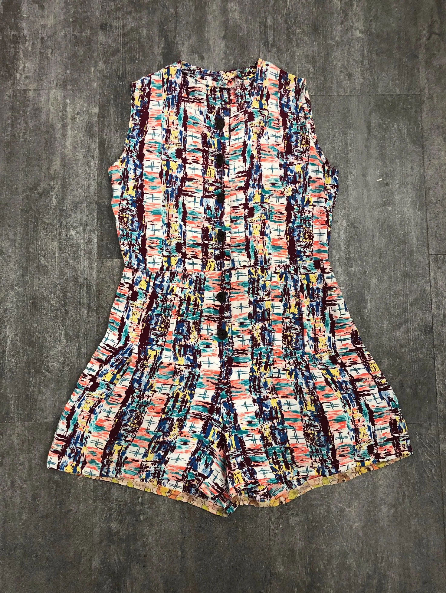 1940s rayon playsuit . vintage 40s romper . size s to m