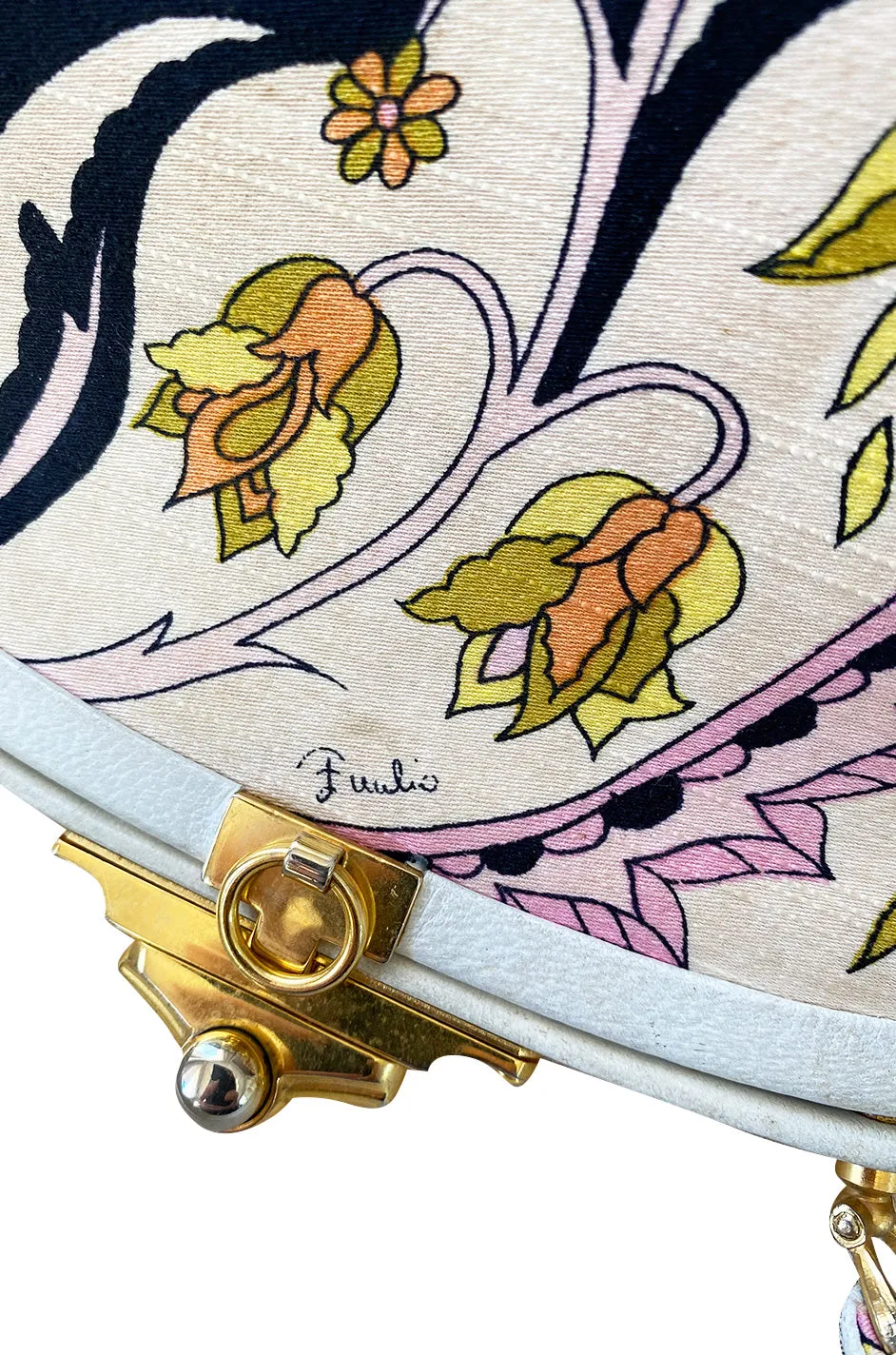 1960s Emilio Pucci Soft Pink Floral Pinted Silk Top Handle Mini Bag