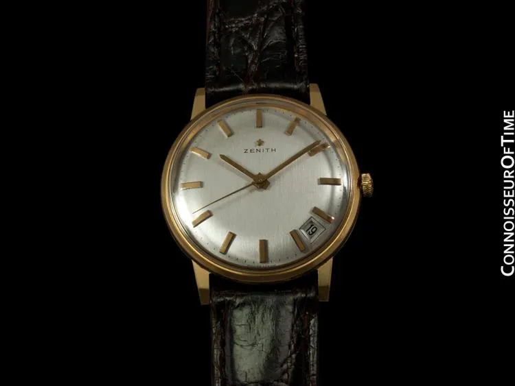 1960's Zenith Vintage Mens Waterproof Style Watch with Date - 18K Rose Gold