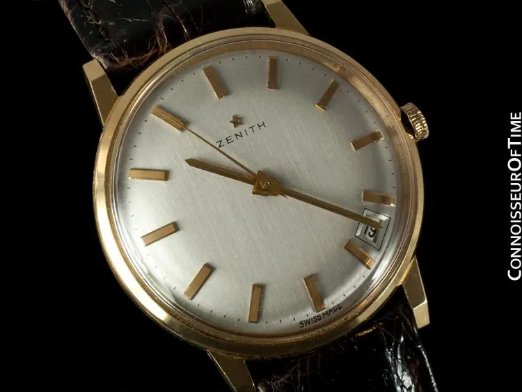 1960's Zenith Vintage Mens Waterproof Style Watch with Date - 18K Rose Gold