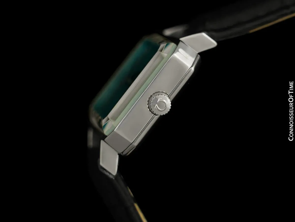 1973 Omega De Ville Mens Midsize "Emerald" Modern Watch with Tiffany Blue Dial By Andrew Grima - Stainless Steel