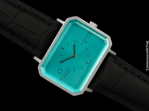 1973 Omega De Ville Mens Midsize "Emerald" Modern Watch with Tiffany Blue Dial By Andrew Grima - Stainless Steel