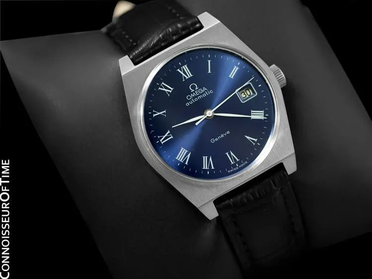 1973 Omega Geneve Vintage Mens Dress Watch with Quick-Setting Date - Stainless Steel