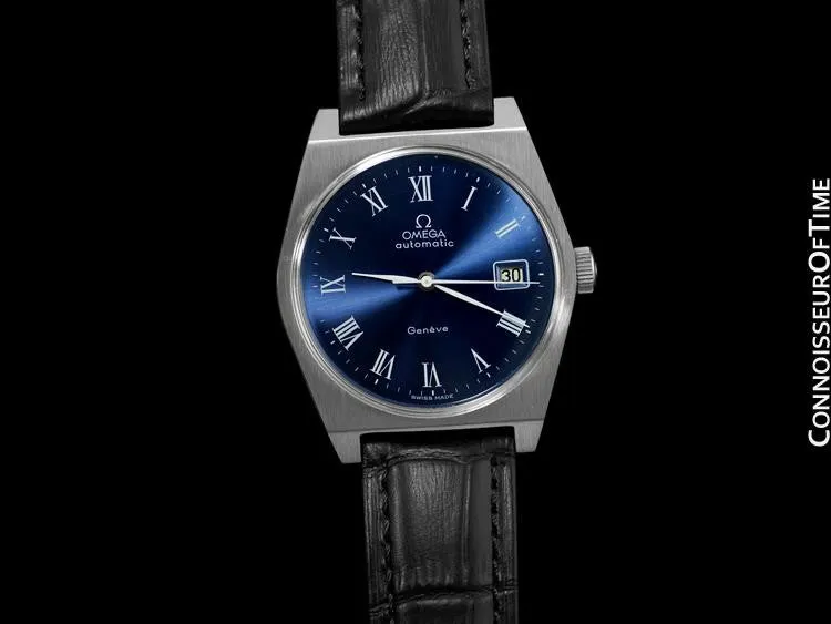 1973 Omega Geneve Vintage Mens Dress Watch with Quick-Setting Date - Stainless Steel