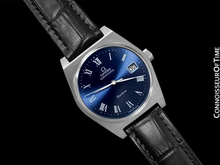 1973 Omega Geneve Vintage Mens Dress Watch with Quick-Setting Date - Stainless Steel