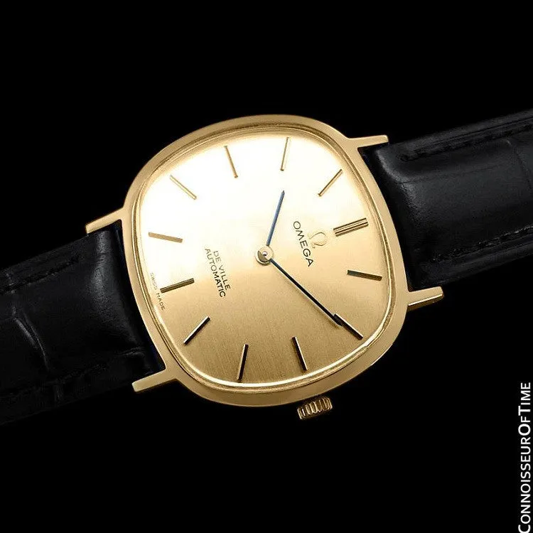 1974 Omega De Ville Vintage Mens Automatic Full Size Dress Watch - 18K Gold Plated Stainless Steel
