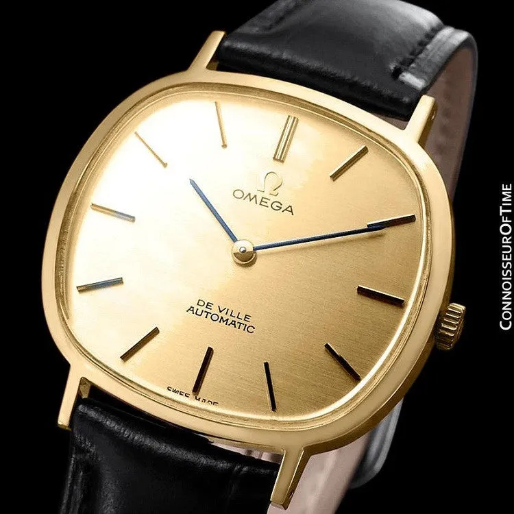 1974 Omega De Ville Vintage Mens Automatic Full Size Dress Watch - 18K Gold Plated Stainless Steel