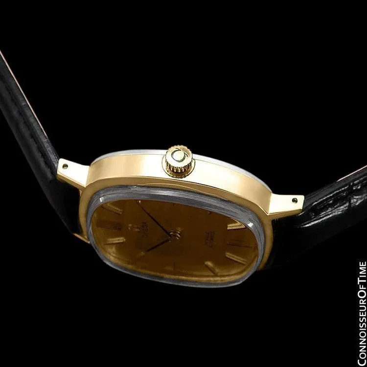 1974 Omega De Ville Vintage Mens Automatic Full Size Dress Watch - 18K Gold Plated Stainless Steel