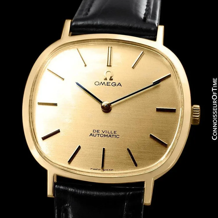1974 Omega De Ville Vintage Mens Automatic Full Size Dress Watch - 18K Gold Plated Stainless Steel