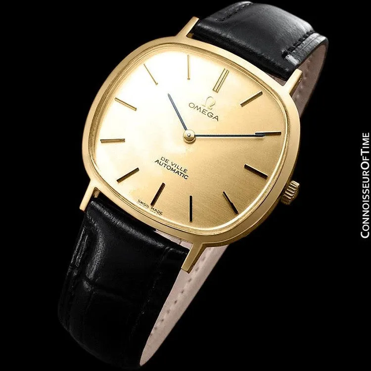 1974 Omega De Ville Vintage Mens Automatic Full Size Dress Watch - 18K Gold Plated Stainless Steel