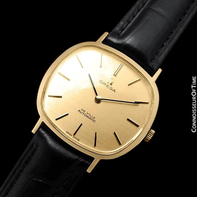 1974 Omega De Ville Vintage Mens Automatic Full Size Dress Watch - 18K Gold Plated Stainless Steel
