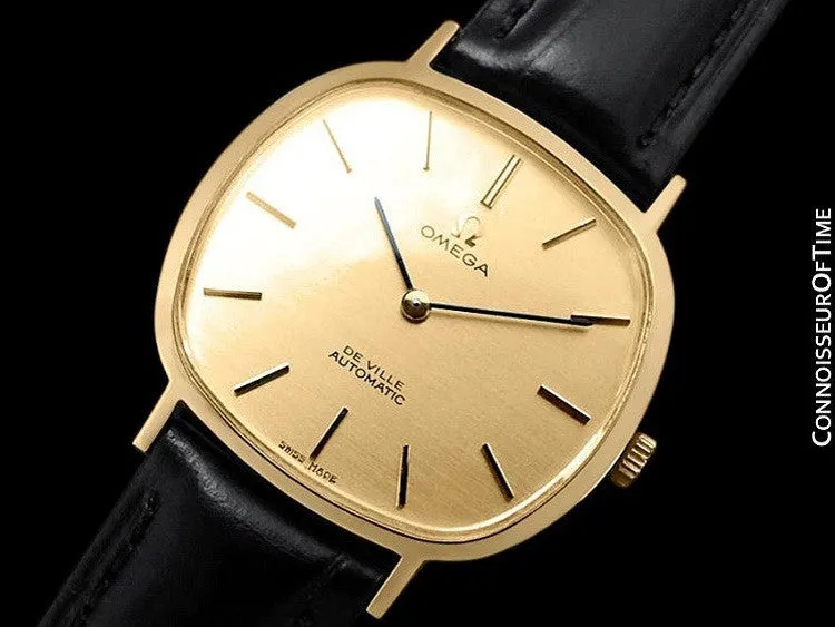 1974 Omega De Ville Vintage Mens Automatic Full Size Dress Watch - 18K Gold Plated Stainless Steel
