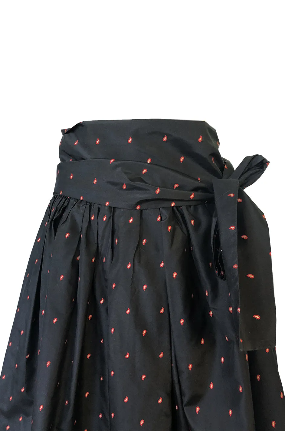 1981 Yves Saint Laurent Embroidered Silk Taffeta Full Maxi Skirt