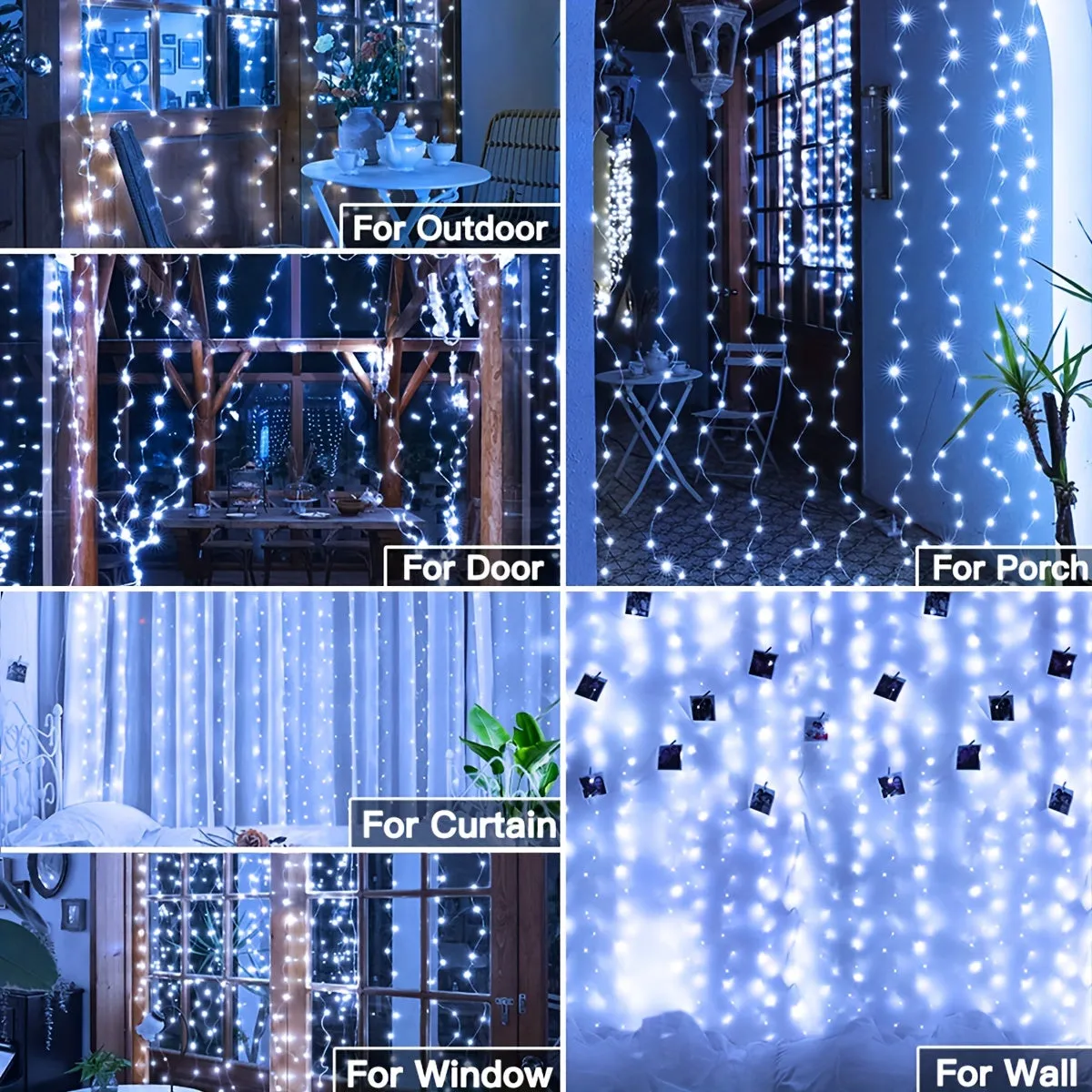 1pc 300/200/100 LED Curtain String Lights - Fairy Lights with Remote Control, 8 Modes, USB Plug in, Copper Wire, 298.7×298.7/201/100 Cm, for Bedroom Window, Christmas, Wedding, Party Decor
