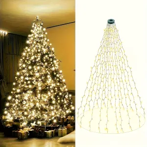 200/280/300 LED Christmas Tree String Lights with USB Power, 8 Light Modes, Remote Control, Infrared Sensor, and Non-Rechargeable Button Battery for Indoor & Outdoor Decoration