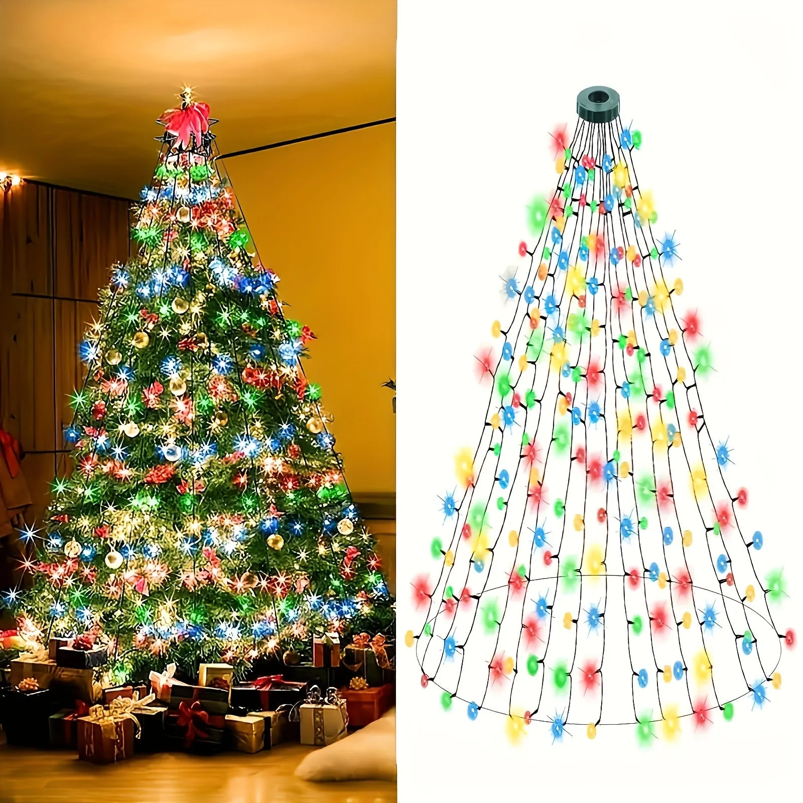200/280/300 LED Christmas Tree String Lights with USB Power, 8 Light Modes, Remote Control, Infrared Sensor, and Non-Rechargeable Button Battery for Indoor & Outdoor Decoration