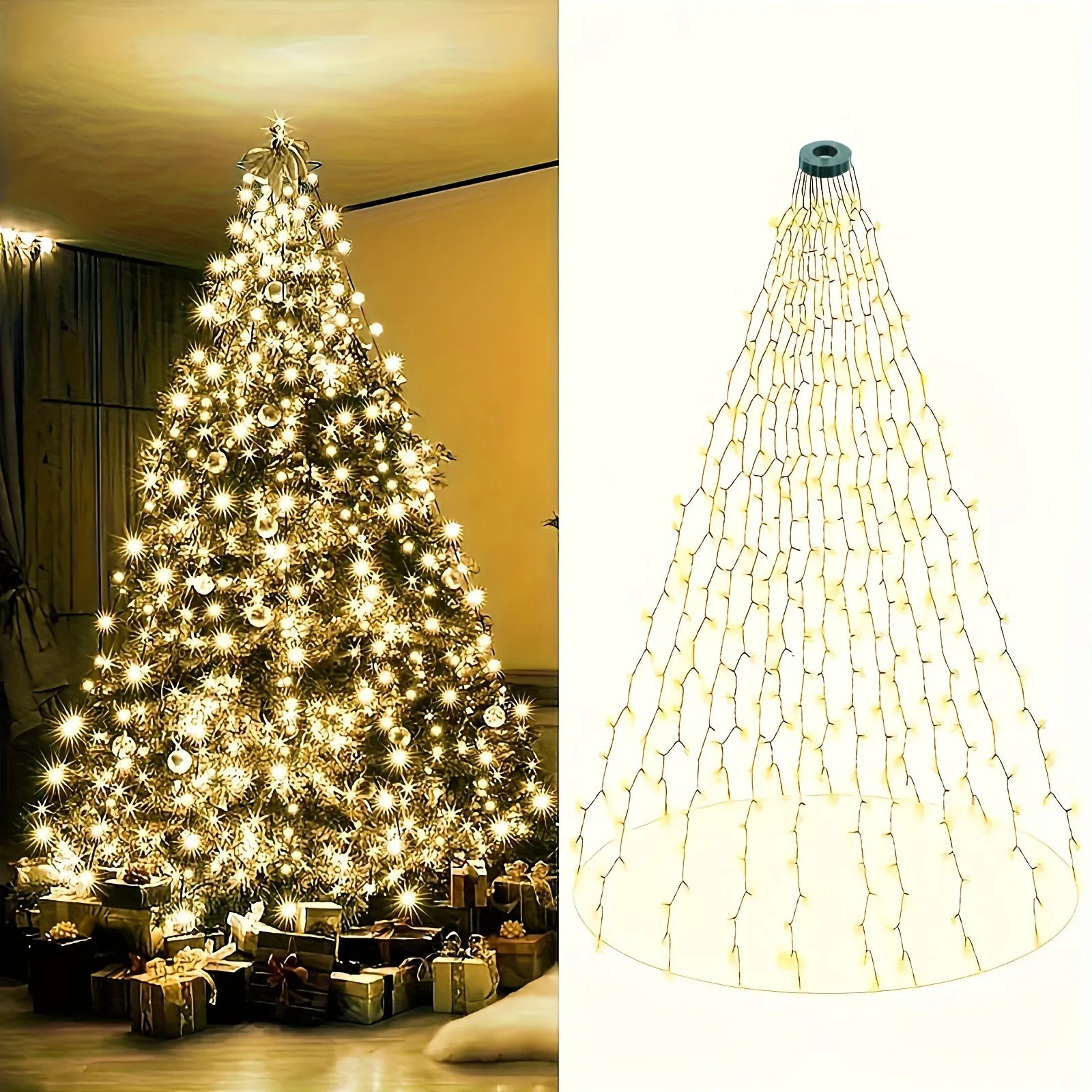 200/280/300 LED Christmas Tree String Lights with USB Power, 8 Light Modes, Remote Control, Infrared Sensor, and Non-Rechargeable Button Battery for Indoor & Outdoor Decoration