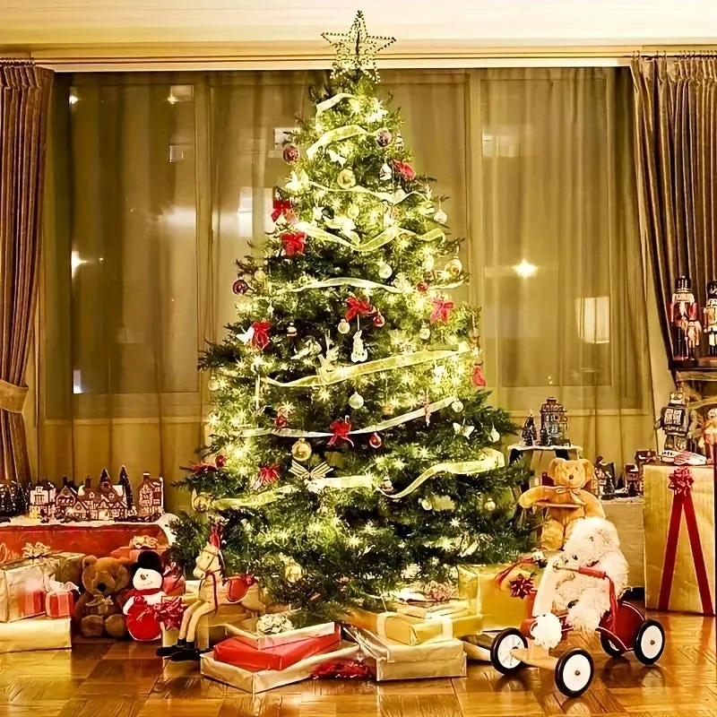 200/280/300 LED Christmas Tree String Lights with USB Power, 8 Light Modes, Remote Control, Infrared Sensor, and Non-Rechargeable Button Battery for Indoor & Outdoor Decoration