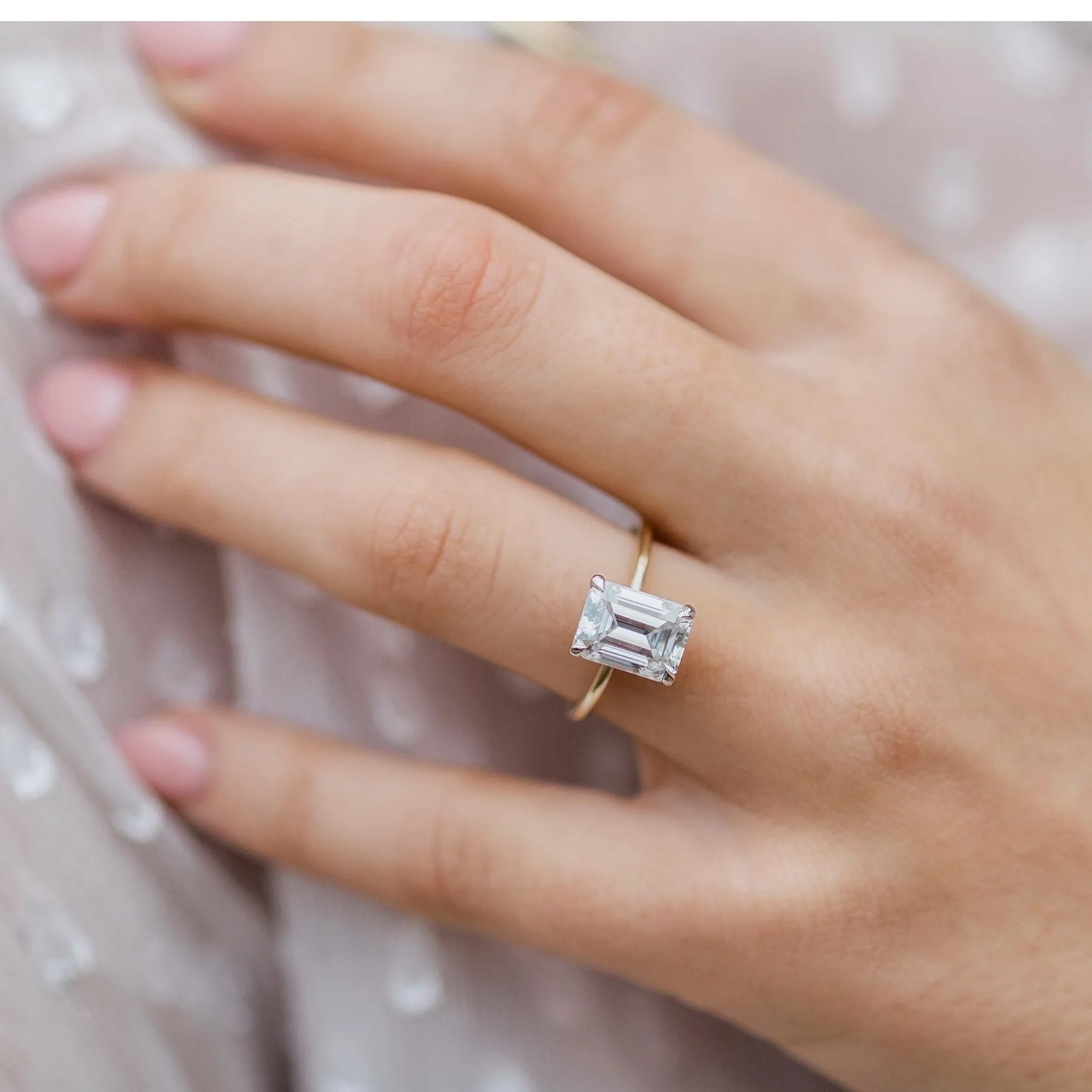 2.00ct Emerald Cut Moissanite unique engagement ring White Gold vintage Cluster ring for women Emerald diamond wedding Anniversary gift