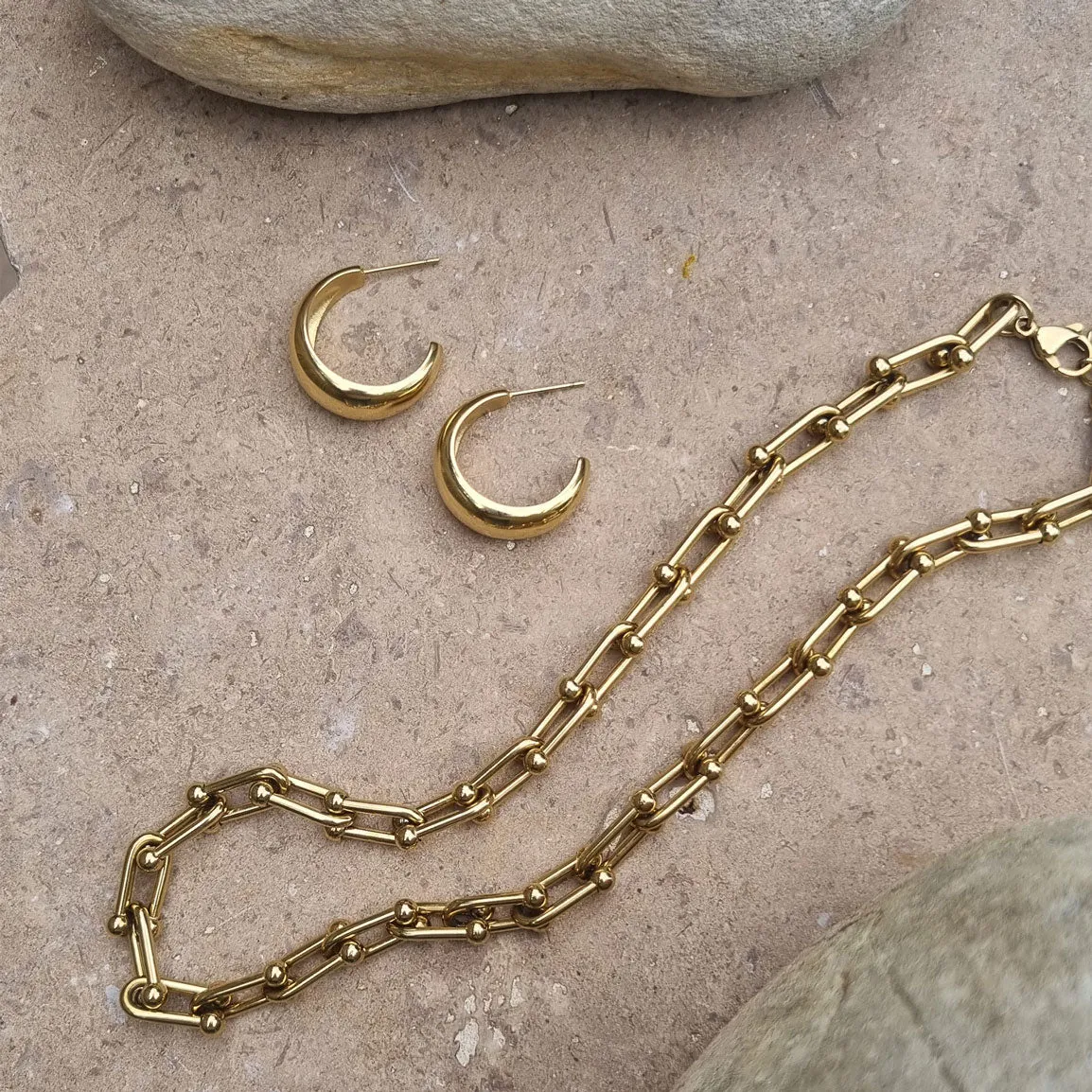 2017-0003 Pure Steel Necklace Gold Link